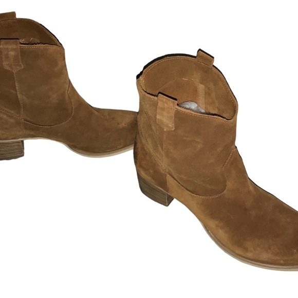 SUNDANCE Catalog LEANN Cognac Brown Distressed Western Ankle Boots Size 41 - Picture 4 of 5